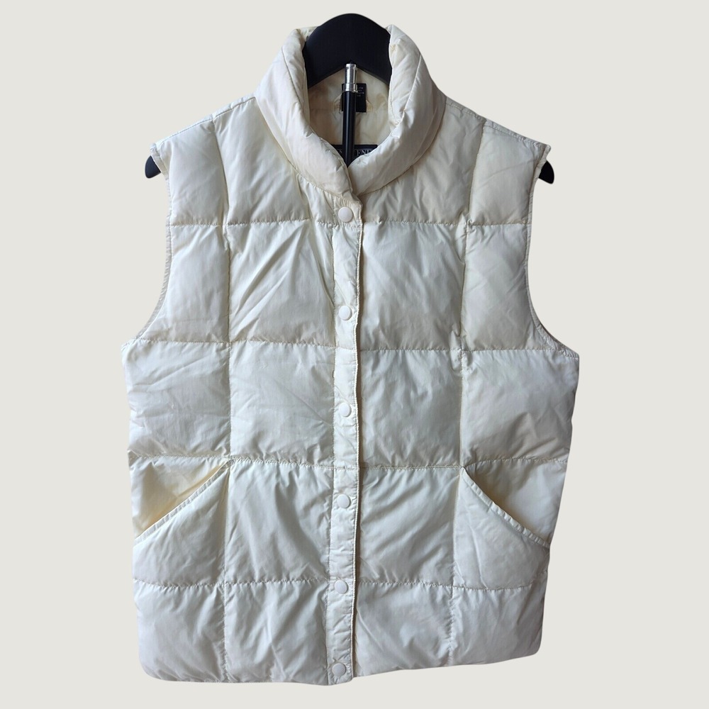 Lands End Puffer Sleeveless Fall Layer Outdoor Vest Pastel Yellow Women Sz S EUC